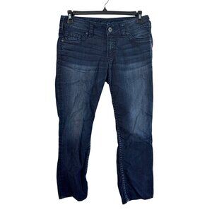 Silver Jeans Suki Capri Womens W29 Blue Denim Distressed Mid-Rise Stretch